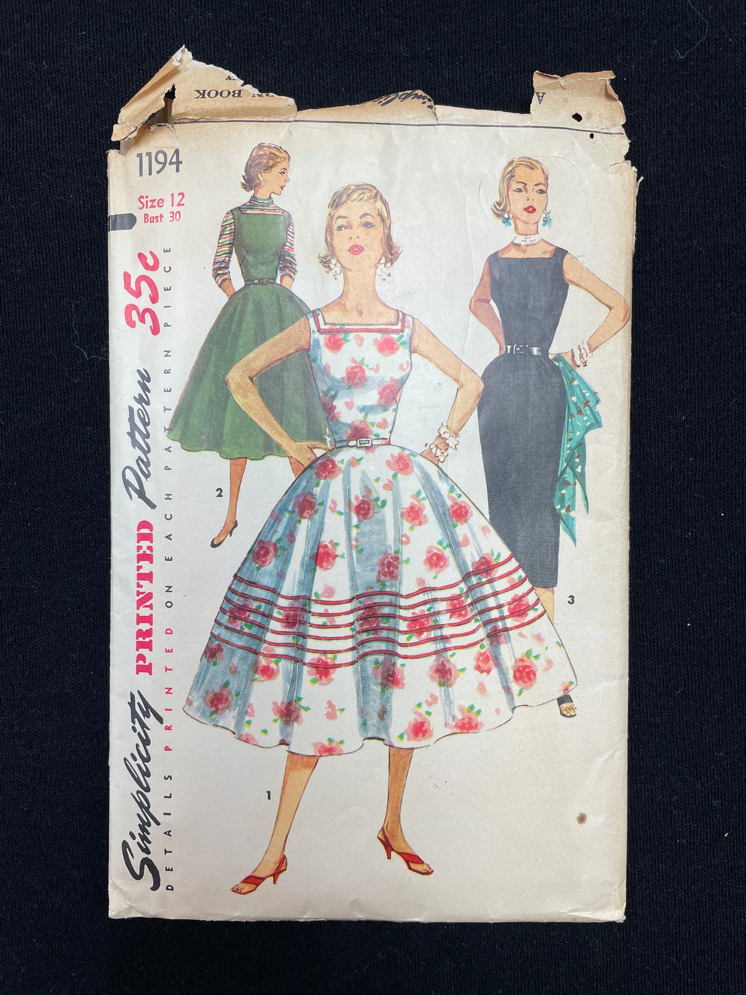 1955 Simplicity 1194 Sewing Pattern - Dress