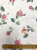 4 5/8 YD Poly/Cotton Slub Weave Batiste Vintage - White with Pink and Peach Tulips