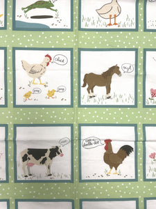 2/3 YD Quilting Cotton Panel Remnant - Animals in Frames