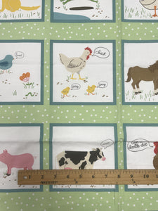 2/3 YD Quilting Cotton Panel Remnant - Animals in Frames