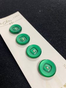 Button Set of 4 Plastic Vintage - Pearlescent Green