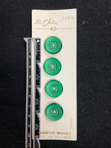 Button Set of 4 Plastic Vintage - Pearlescent Green