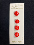 Button Plastic Set of 4 Vintage - Pearlescent Tomato Red