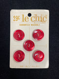 Button Set of 5 Plastic Vintage - Pearlescent Red