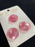 Button Plastic Set of 3 Vintage - Pearlescent Pink