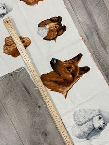 Quilting Cotton Panel Remnant Vintage - Dogs on Off White