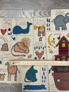 Quilting Cotton Panel Remnant Vintage - Beige with Noah's Ark Graphics