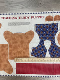 1/2 YD Quilting Cotton Panel Vintage - Teddy Bear Puppet