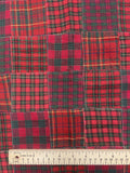 1 1/2 YD Cotton Blend Yarn-Dyed Plaid Patchwork - Red, Green and Lurex