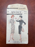 1950's Advance 9010 Sewing Pattern U.F.O. - Dress Cut out in Red Cotton with Blue and Black Print