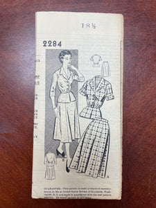 1950's Mail Order 2284 Sewing Pattern - Top and Skirt FACTORY FOLDED