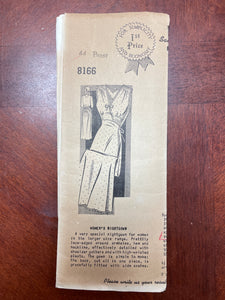 1940's Mail Order 8166 Sewing Pattern - Nightgown FACTORY FOLDED