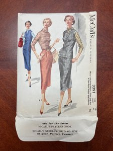 1955 McCall's 3391 Sewing Pattern - Top, Vest and Skirt