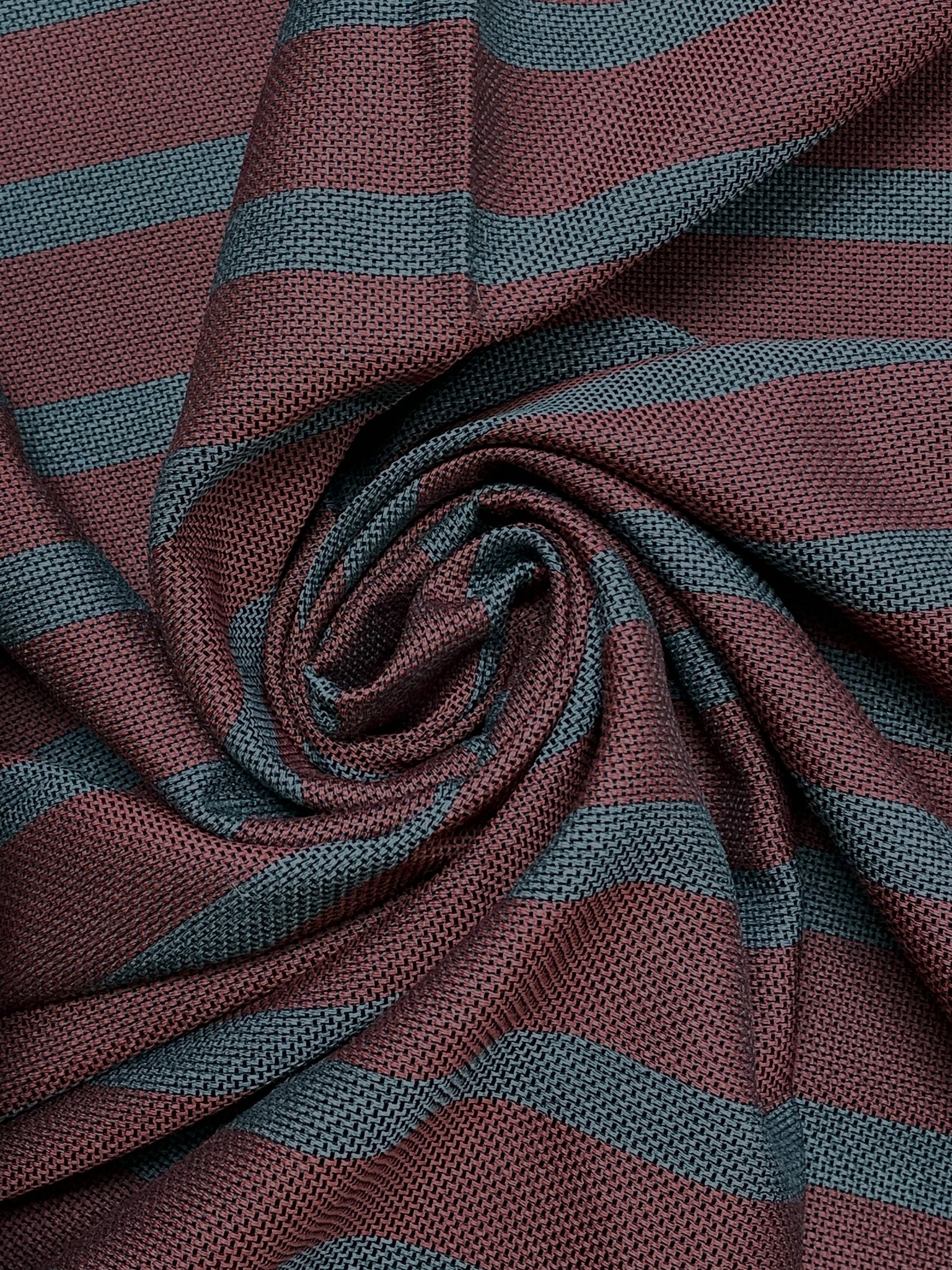 Wool Yarn-Dyed Stripes - Maroon and Gray