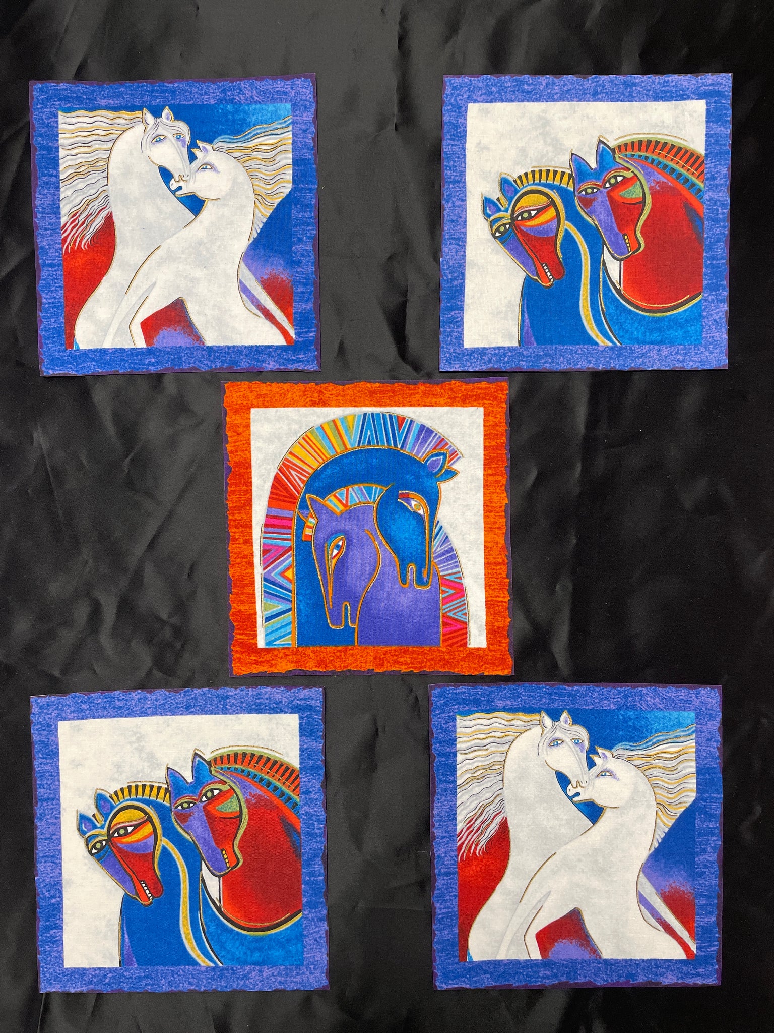 Laurel Burch Fabric Blocks Set of 5 - Horses