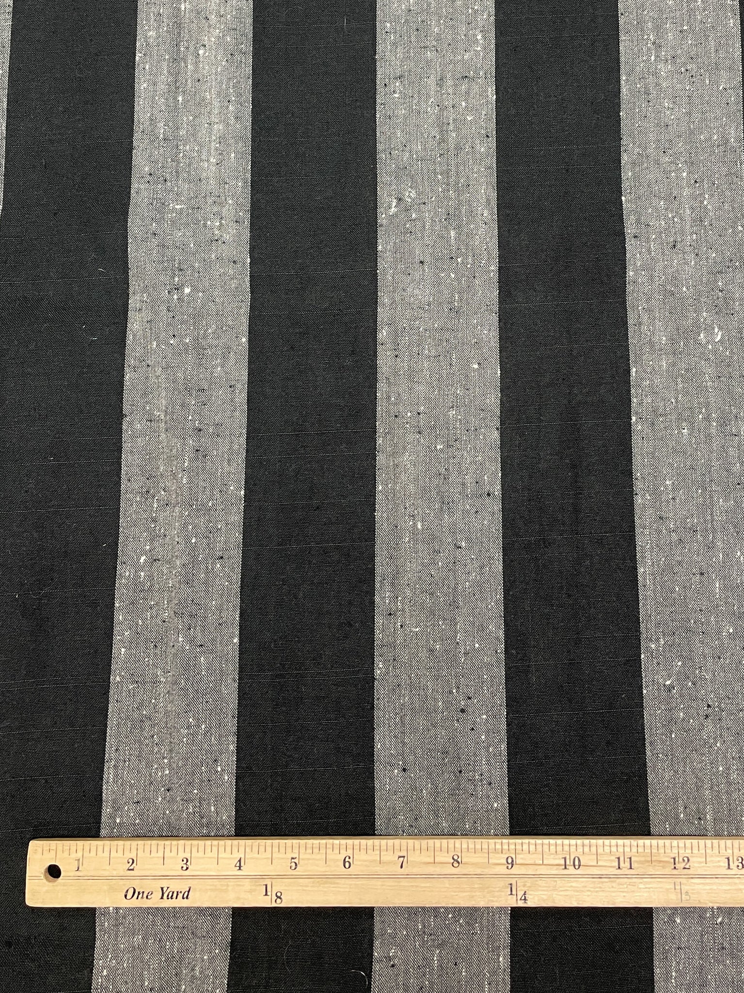 2 YD Polyester Yarn-Dyed Stripe - Black and Heather Gray