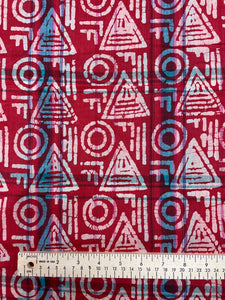 4 1/2 YD Cotton Vintage - Madras Plaid Batik Overdyed with Red