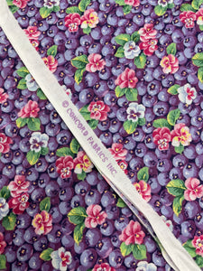 3 YD Quilting Cotton Vintage - Blueberries and Pansies