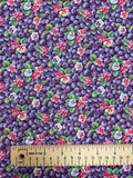 3 YD Quilting Cotton Vintage - Blueberries and Pansies