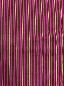 3 1/2 YD Cotton/Poly Twill Printed Stripes Vintage - Raspberry Pink, Brown and Beige