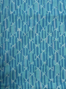 2 YD Quilting Cotton Vintage - Turquoise and Teal Diamond Lattice