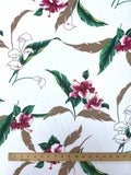 Rayon Vintage - White with Hibiscus and Calla Lily Flowers