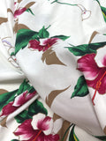 Rayon Vintage - White with Hibiscus and Calla Lily Flowers