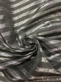 Polyester Yarn-Dyed Striped Taffeta - Iridescent Gray with Black and Silver