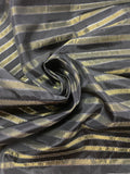 Polyester Yarn-Dyed Striped Taffeta - Iridescent Brassy Green with Black and Silver