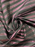 Polyester Yarn-Dyed Striped Taffeta - Iridescent Pink with Black and Silver