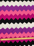 Nylon Peachskin - Large Zig-Zags in Purple, Pinks, Black and White