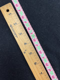 2 3/8 YD Cotton Ribbon Vintage - White with Pink Flowers