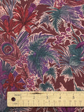 3 7/8 Quilting Cotton Vintage - Burgundy with Red, Purple and Teal Flowers