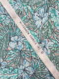 Cotton/Rayon Vintage - Tropical Flowers in Light Blue and Peach