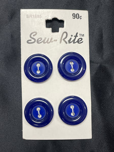 Buttons Plastic 3/4" Set of 4 - Blue