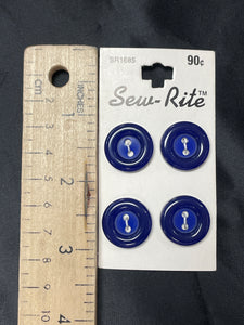 Buttons Plastic 3/4" Set of 4 - Blue