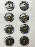 Buttons Plastic 3/4" - Metal and Abalone in Clear