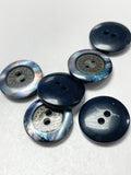 Buttons Plastic 11/16" - Metal and Abalone in Clear