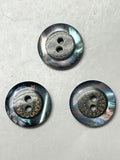 Buttons Plastic 11/16" - Metal and Abalone in Clear