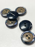 Buttons Plastic 5/8" - Metal and Abalone in Clear