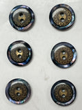 Buttons Plastic 5/8" - Metal and Abalone in Clear