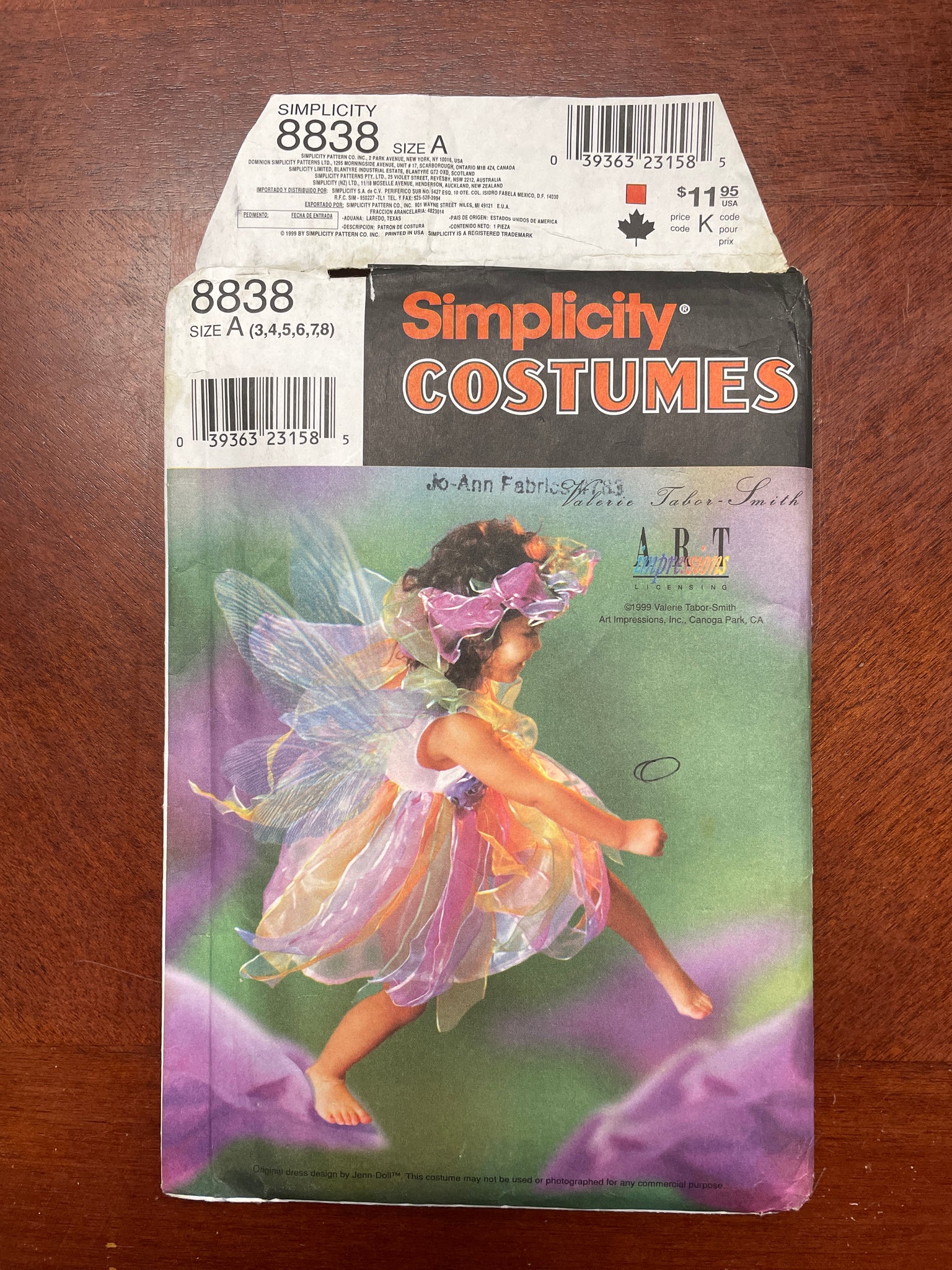 1999 Simplicity 8838 Pattern - Child's Fairy Costume FACTORY FOLDED