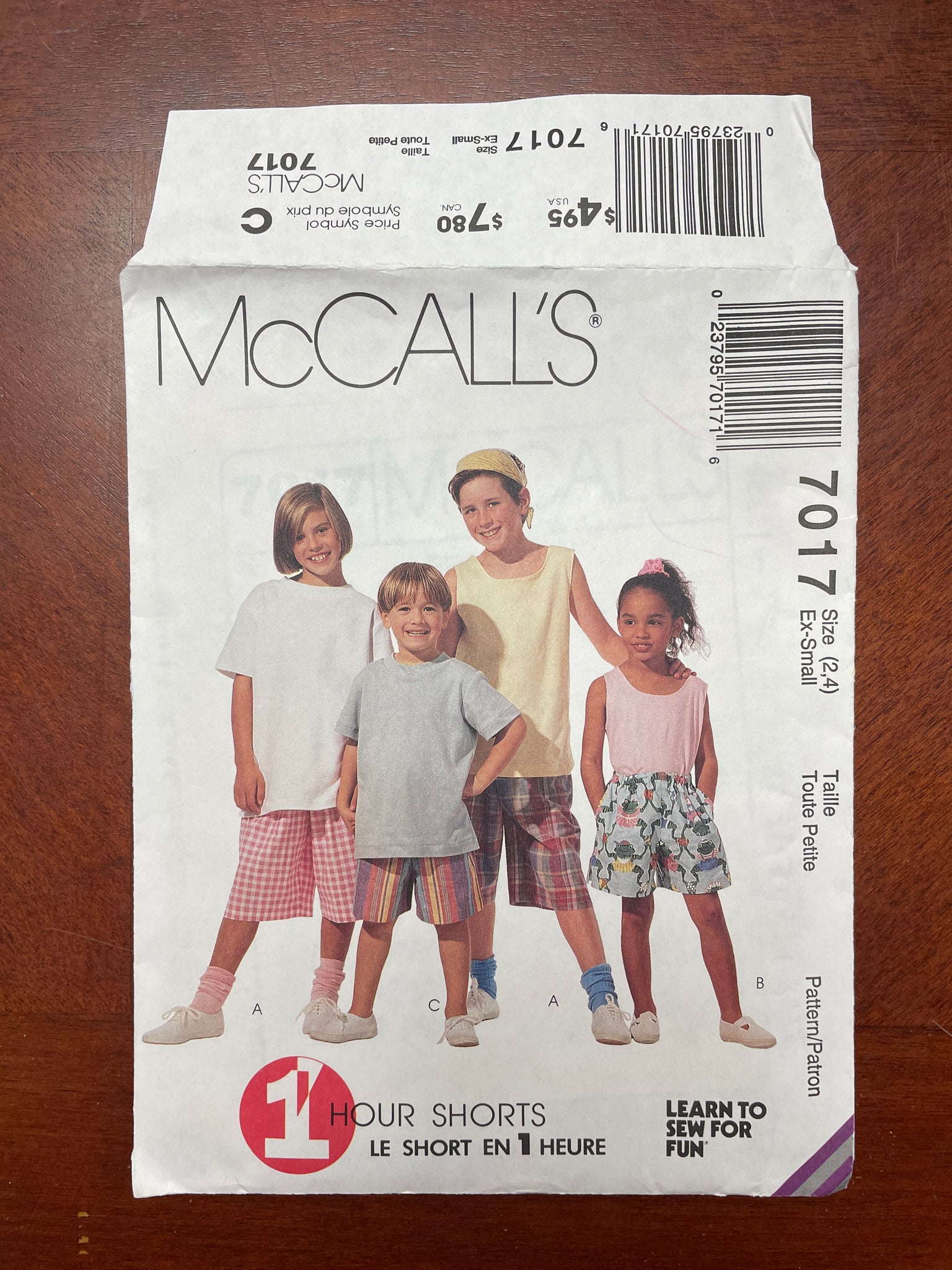 1994 McCall's 7017 Pattern - Child's Shorts FACTORY FOLDED