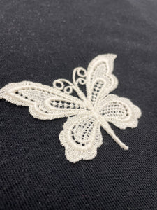 Embroidered Butterfly Applique Motif Vintage - Off White