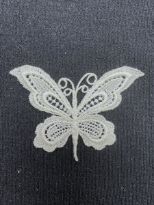 Embroidered Butterfly Applique Motif Vintage - Off White