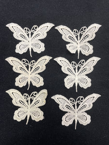 Embroidered Butterfly Applique Motif Vintage - Off White