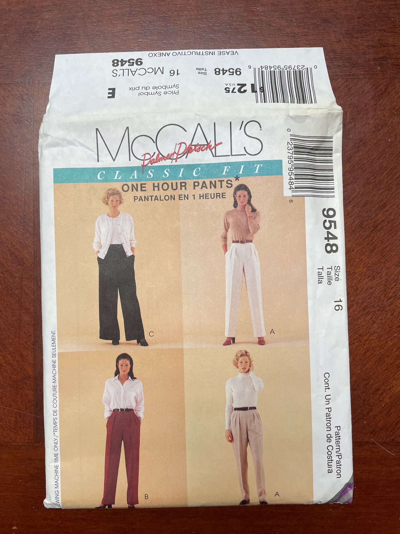 1998 McCall's 9548 Pattern - Pants FACTORY FOLDED