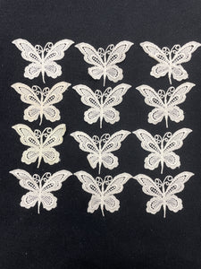 Embroidered Butterfly Applique Motif Vintage - Off White