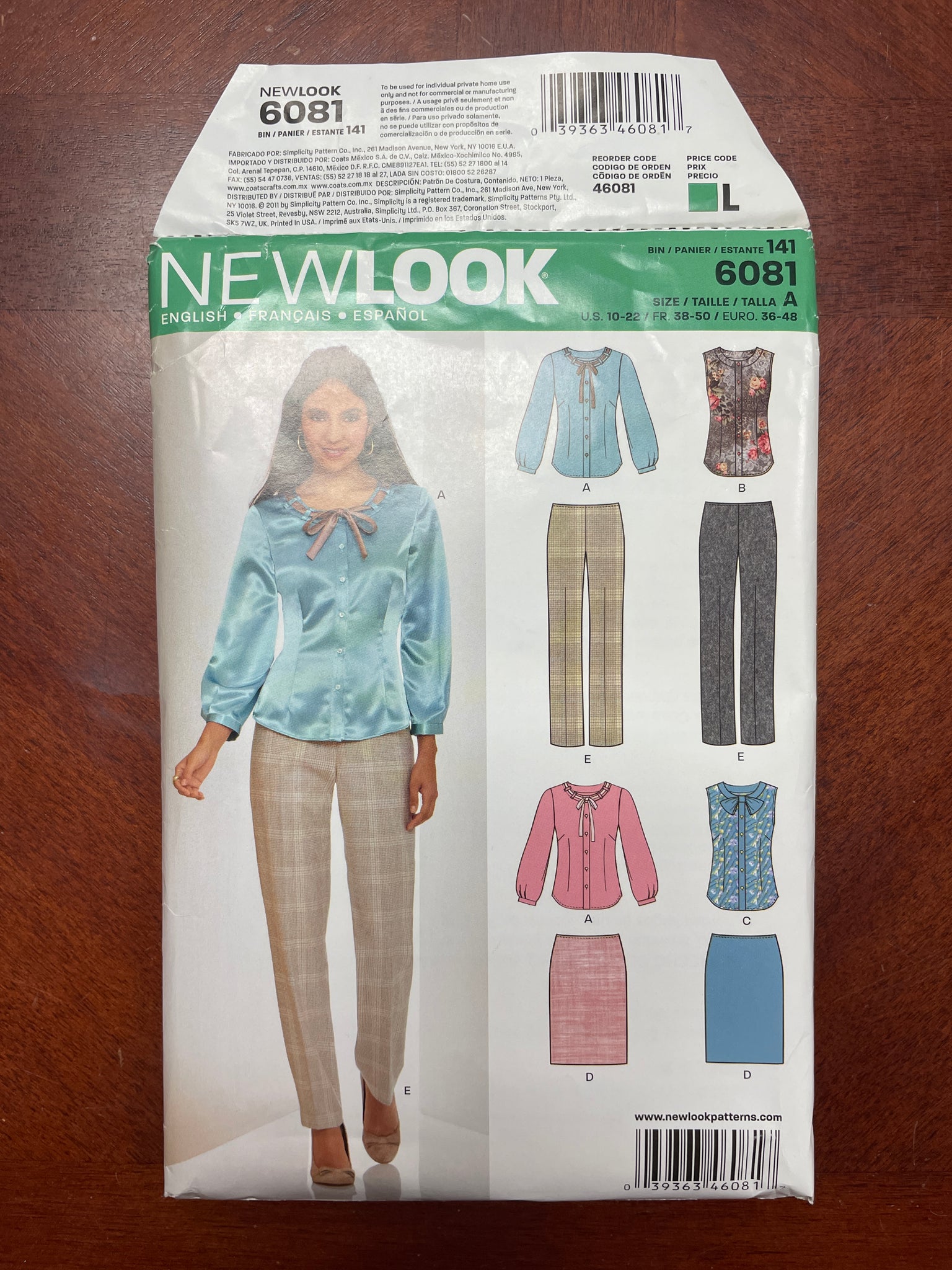 2011 New Look 6081 Pattern - Blouses, Skirt and Pants FACTORY FOLDED