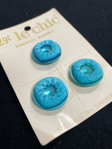 Button Plastic Set of 3 - Turquoise